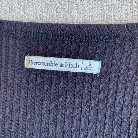 Abercrombie & Fitch Black Long Sleeve Tie Front Cropped Top - Picture 5 of 5